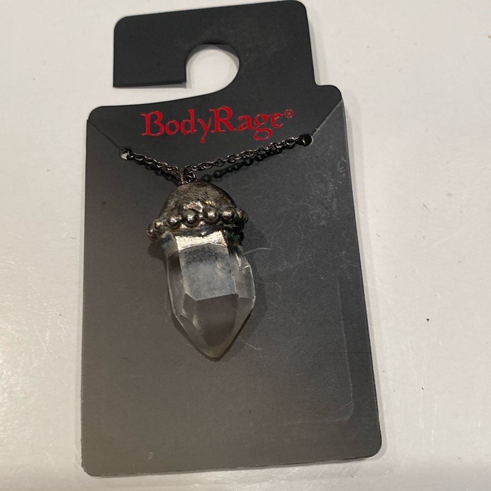 NWT Body Rage Heavy Quartz-looking stone pendant